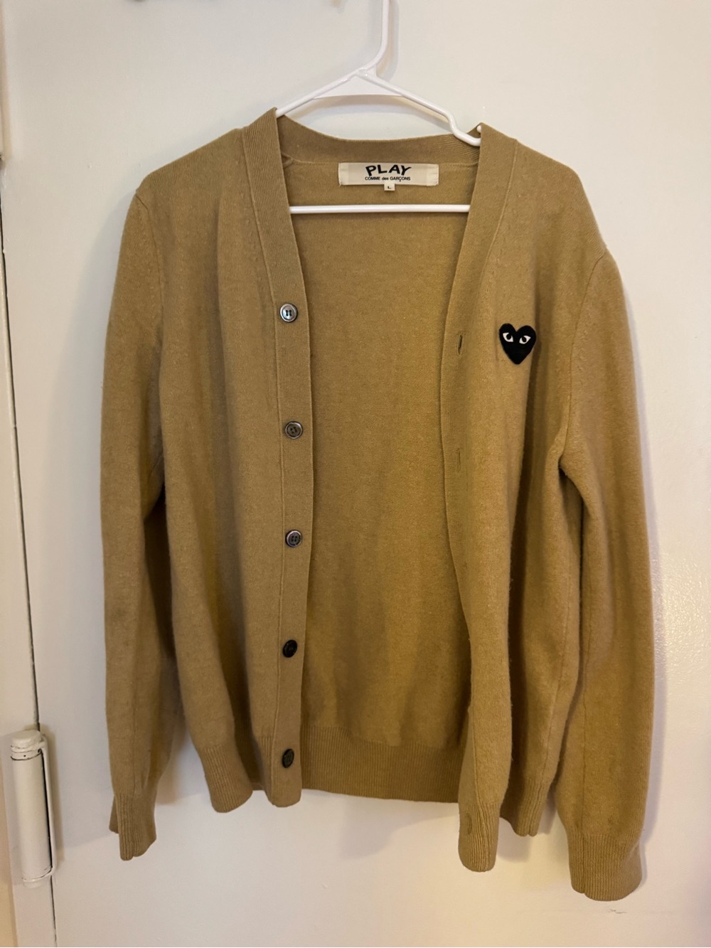 Comme des Garçons Tan Wool Cardigan with Black Tag